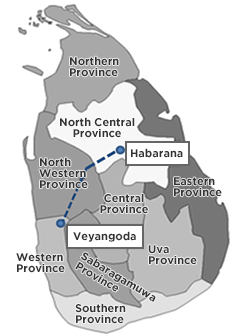 Sri Lanka (Dotted line shows transmission route)