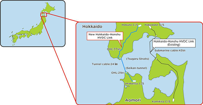 Construction site of the Hokuto-Imabetsu HVDC power trunk line
