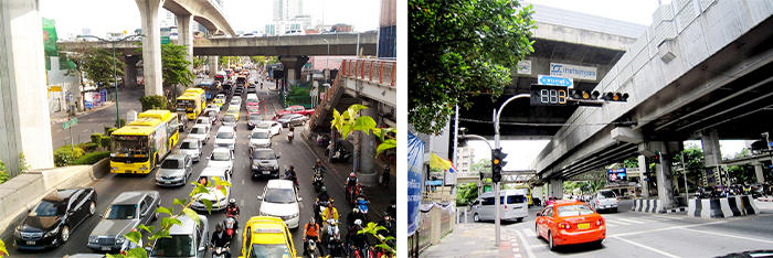 Traffic conditions in Bangkok